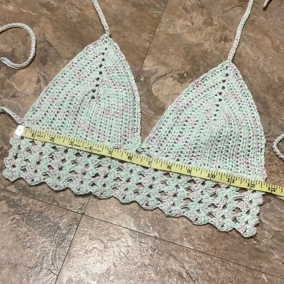 Mint green boho crocheted festival top - Picture 4 of 7